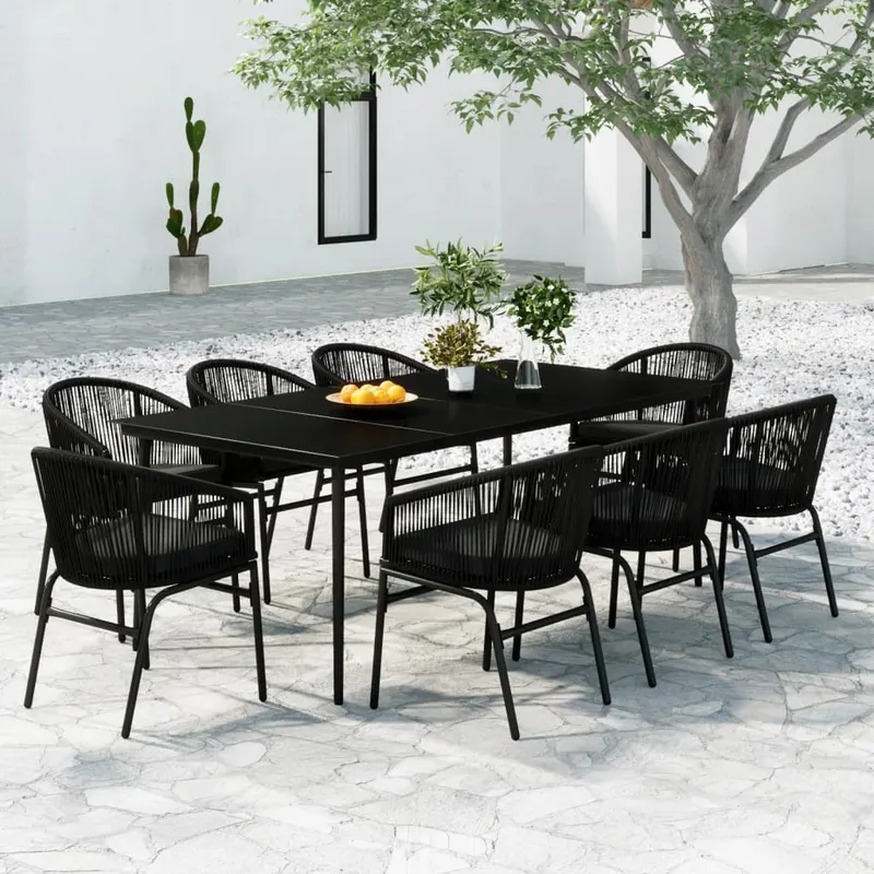 set mobilier de gradina, 9 piese, negru