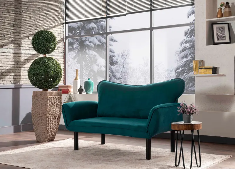 Canapea 2 Locuri Chatto - Petrol Blue 140 X 70 X 65