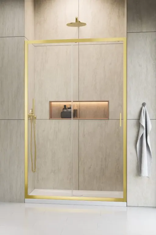 Usa de dus culisanta pentru nisa Radaway Alienta DWJ 120x190 cm, aur pal periat, sticla 5 mm