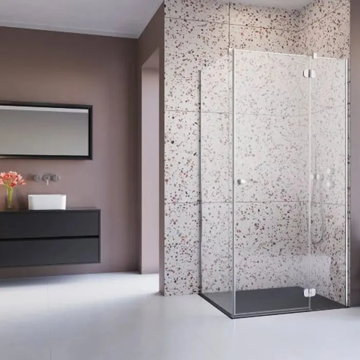Set cabina de dus patrata crom Radaway Torrenta KDJ 90x90 cm, usa batanta dreapta, cadita Tinos C Compact si sifon