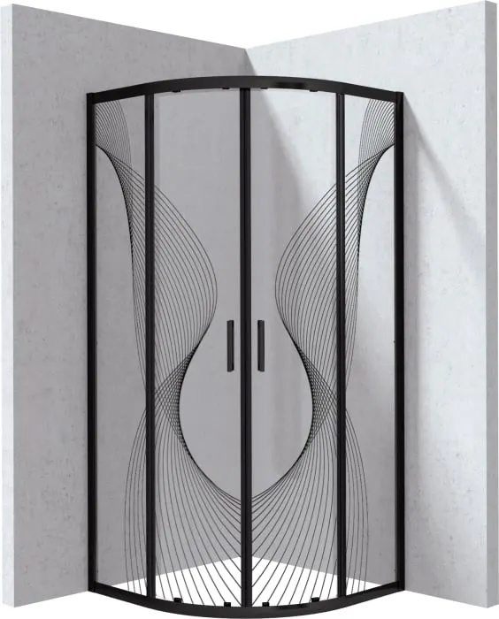 Cabina de dus semirotunda neagra 90x90 cm cu sticla model val, Deante Funkia Evo