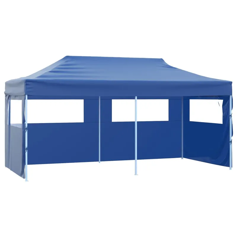 cort de petrecere pliabil cu 4 pereti, albastru, 3 x 6 m, otel
