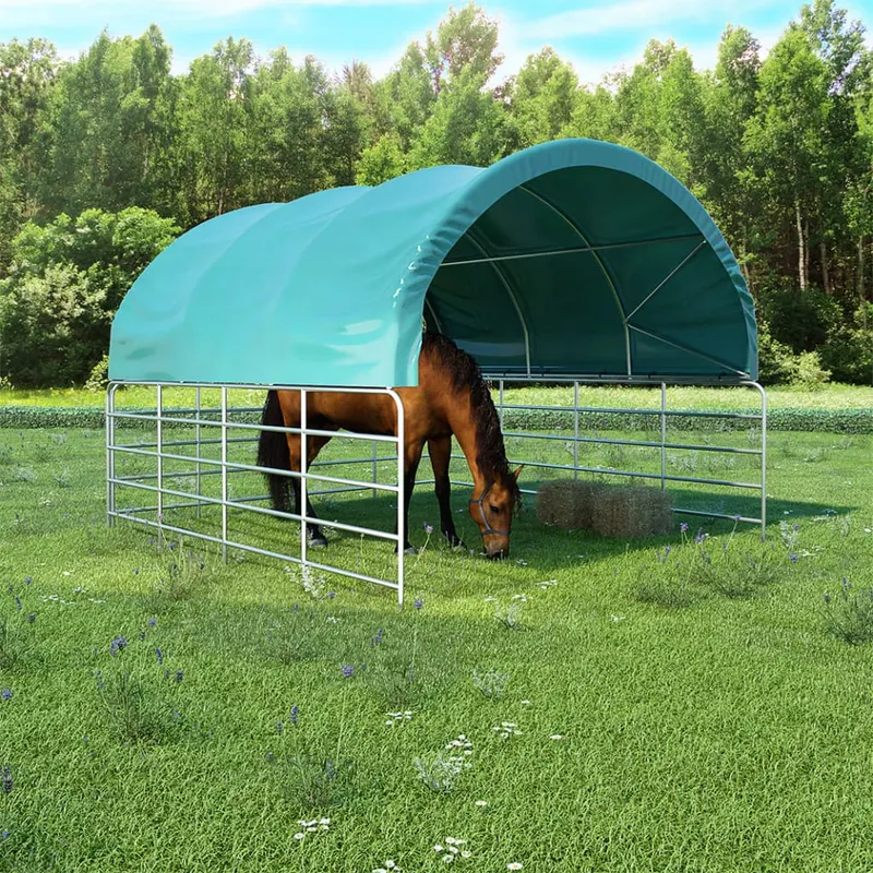 cort pentru animale, verde, 3,7x3,7 m, pvc