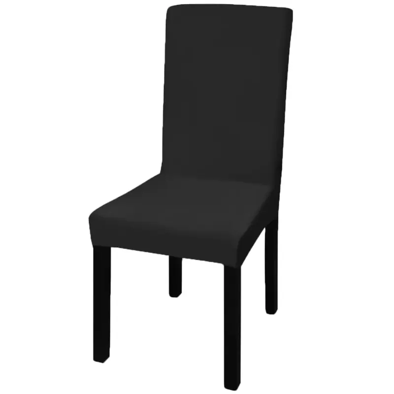huse de scaun elastice drepte, 6 buc., negru