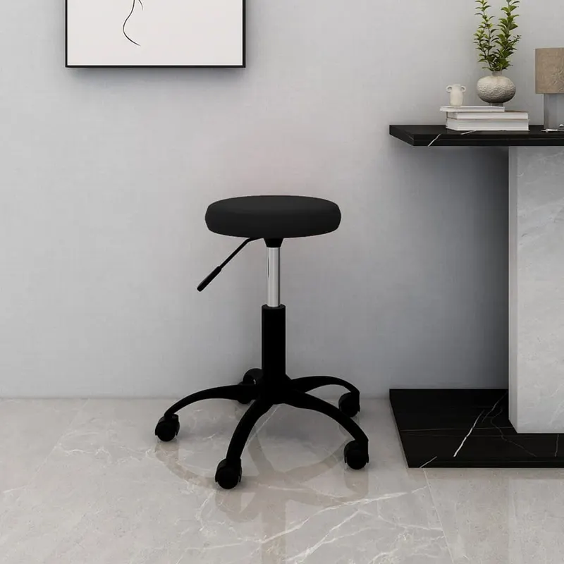 scaun de birou pivotant, negru, catifea
