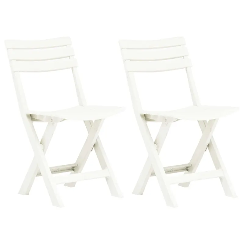 scaune de gradina pliabile, 2 buc., alb, plastic