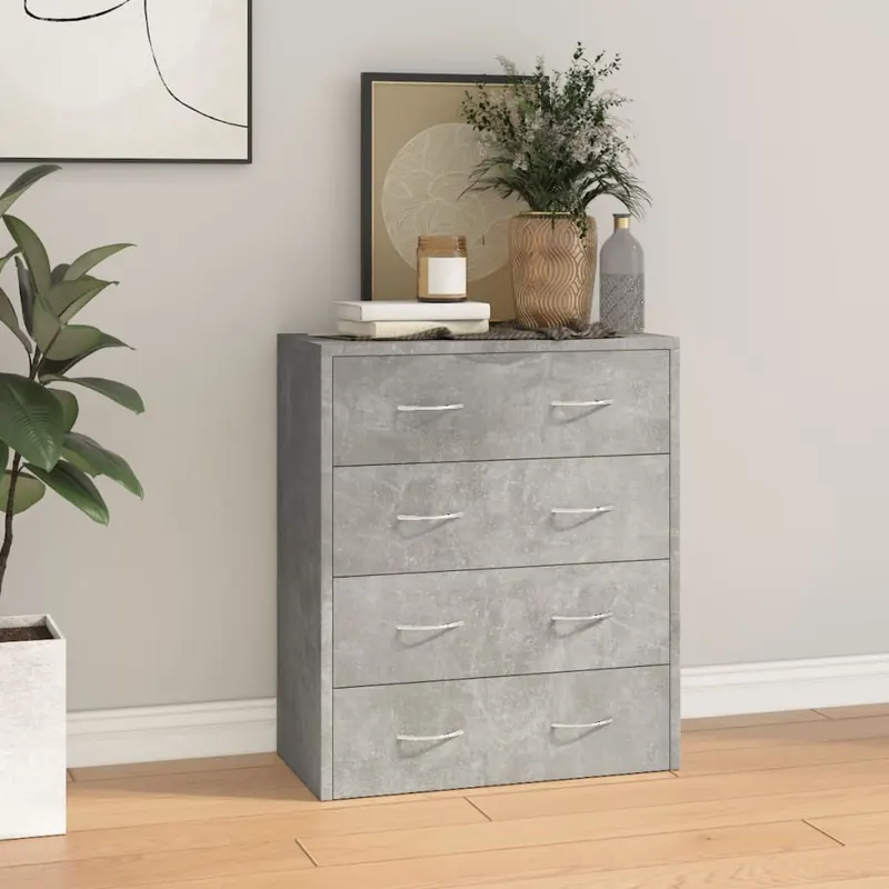 servanta cu 4 sertare, gri beton, 60x30,5x71 cm