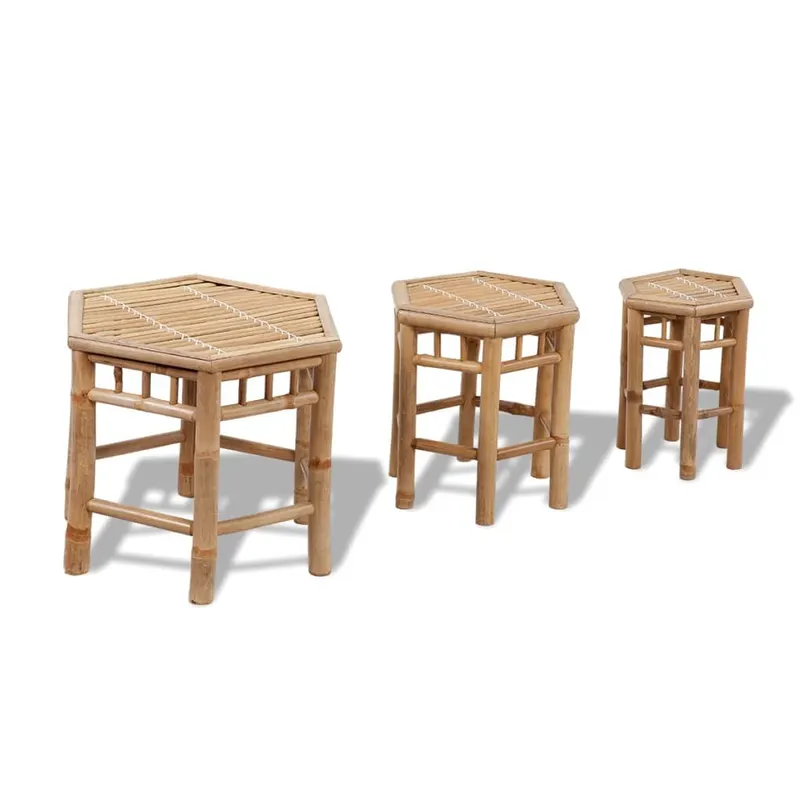 taburete de gradina, 3 buc., bambus