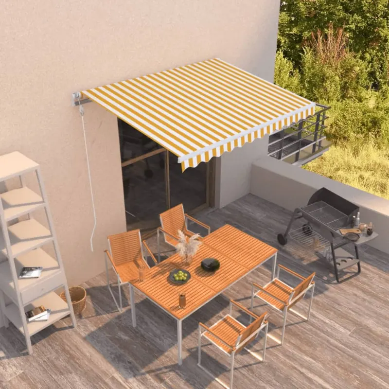 copertina retractabila automat, galben si alb, 350x250 cm