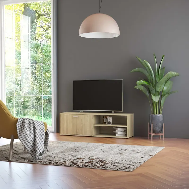 dulap tv, stejar sonoma, 120 x 34 x 37 cm, lemn prelucrat