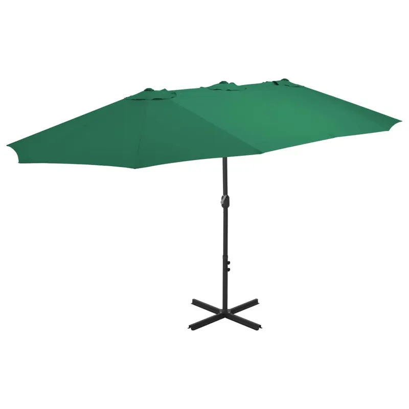 umbrela de soare de exterior, stalp aluminiu, verde, 460x270 cm