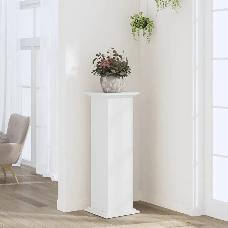 suport de plante, alb, 33x33x100 cm, lemn prelucrat