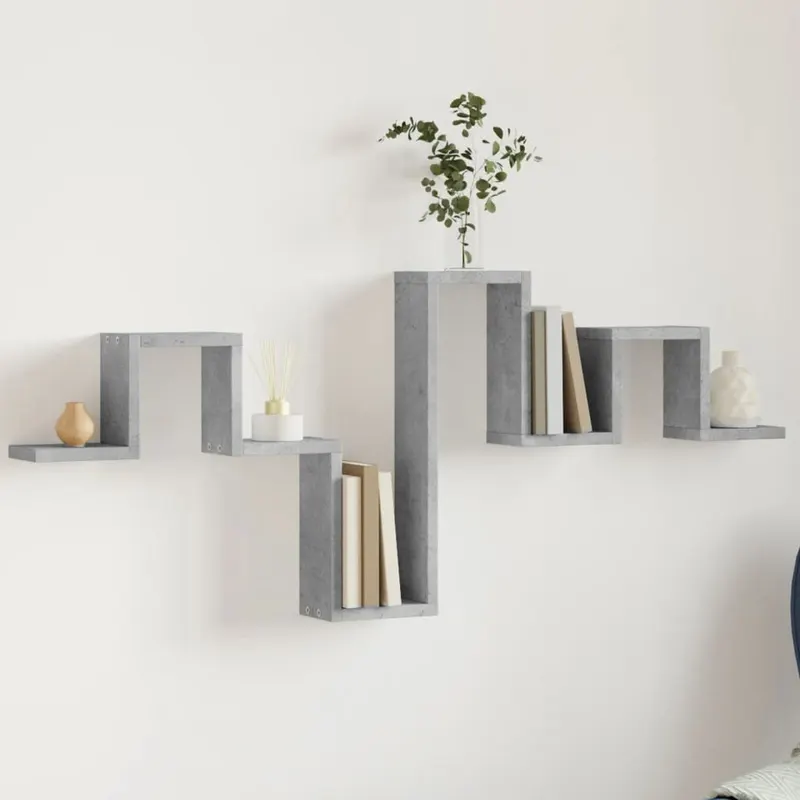 raft de perete, gri beton, 104,5x10x43 cm , lemn prelucrat
