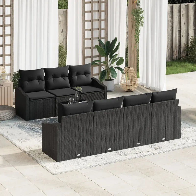 set de canapele pentru gradina cu perne 8 piese ratan sintetic negru
