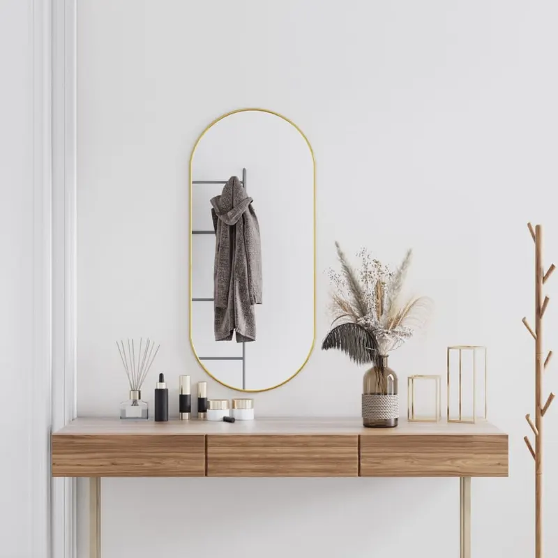 oglinda de perete, auriu, 100x45 cm, ovala
