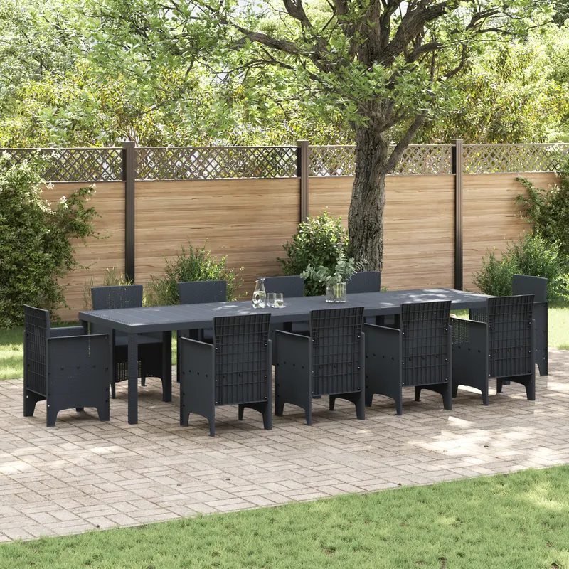 masa de gradina antracit 350x100x73 cm poli ratan