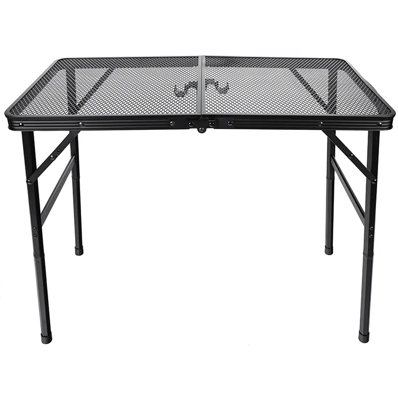 Masa pliabila metalica pentru gradina sau drumetie, 80x40x66cm, inaltime reglabila, neagra