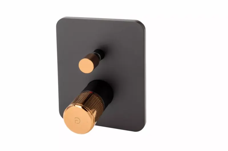 Unitate comanda FDesign Ardesia FD1-ARD-7P-25, 1 2 , incastra, 2 iesiri, diverter, include mixer incastrat, mat, negru cupru