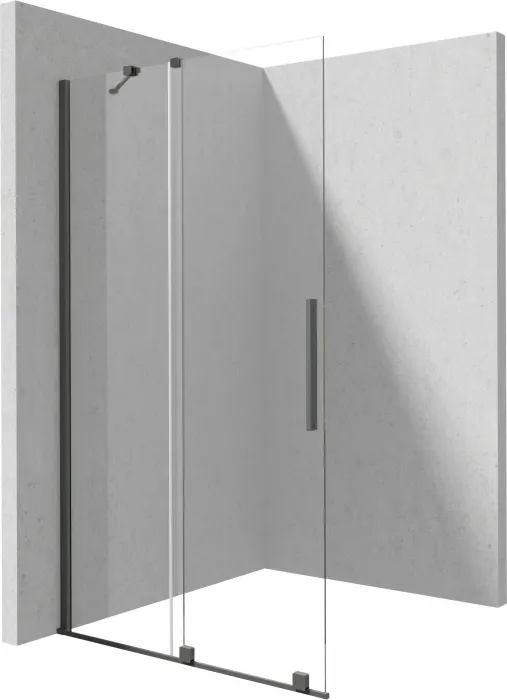 Paravan dus glisant 140x195cm, sticla securizata 6 mm, cu finisaj otel slefuit, Deante Prizma