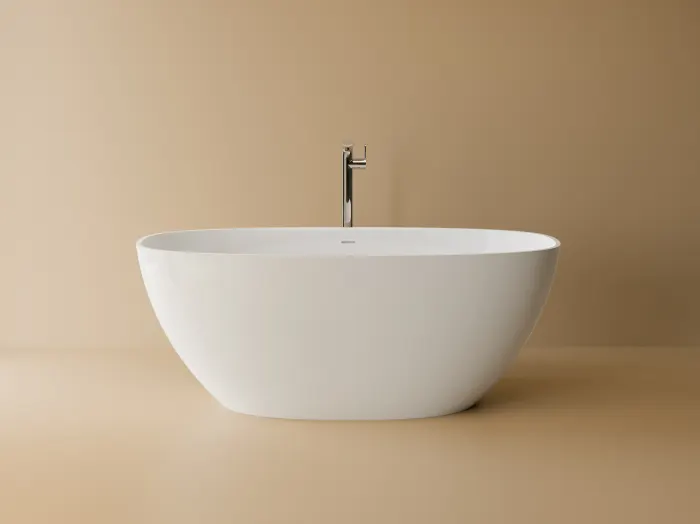 Cada freestanding ovala, compozit alb mat, interior lucios, 167x80x63 cm, Florence