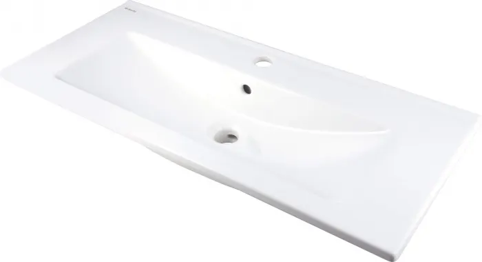 Lavoar baie incastrat, ceramic, cu gaura pentru baterie, 81.5x36 cm, alb, Deante Tubo