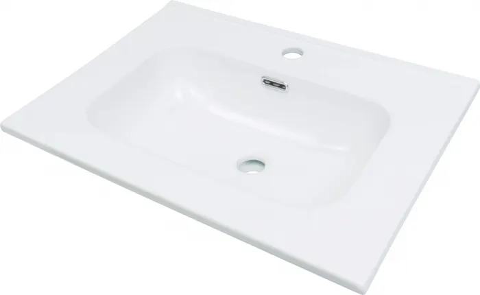 Lavoar baie incastrat, ceramic, cu gaura pentru baterie, 61x46.2 cm, alb, Deante Tubo
