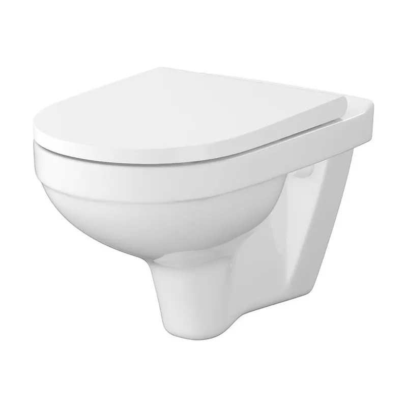 Vas WC suspendat Cersanit Zip City Dur S701-565, SimpleOn, cu capac Soft Close si Easy-Off, alb