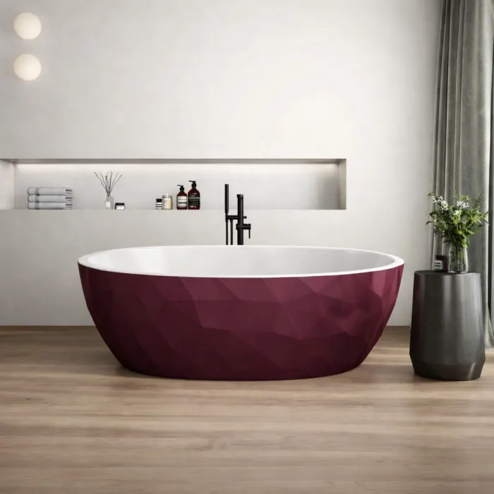 Cada freestanding burgundy, compozit 3D, ovala 167 x 82 cm, Armonia