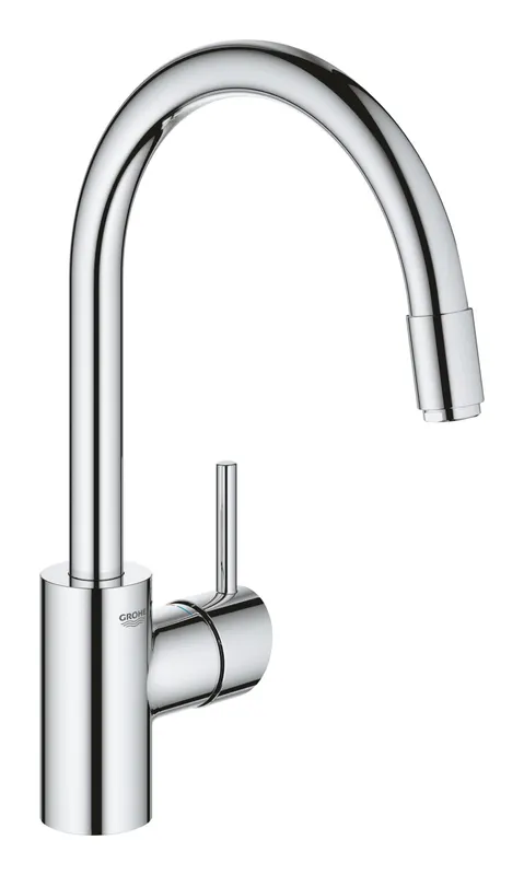 Baterie bucatarie Grohe 31212003, Concetto, tip comanda monocomanda, forma pipa tip c, marime inalta, crom