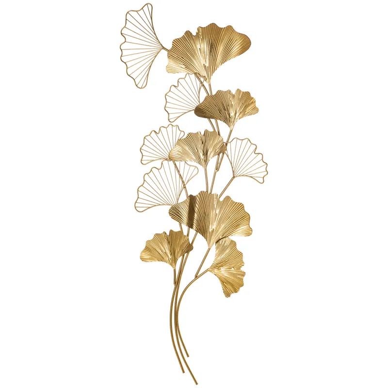 Decoratiune de perete 3D HOMCOM Moderna Frunze de Ginkgo Sculpturi de Perete Agatate Decor pentru Sufragerie