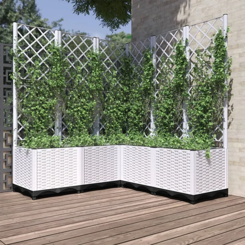 jardiniera de gradina cu spalier, alb, 120x120x136 cm pp