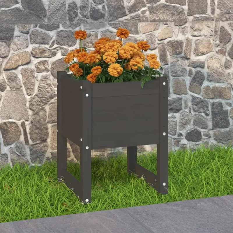 jardiniera, gri , 40x40x52,5 cm, lemn masiv de pin