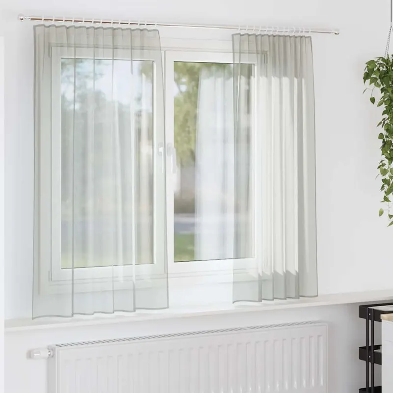 perdele voile cu bucle 2 buc gri deschis 140x175 cm