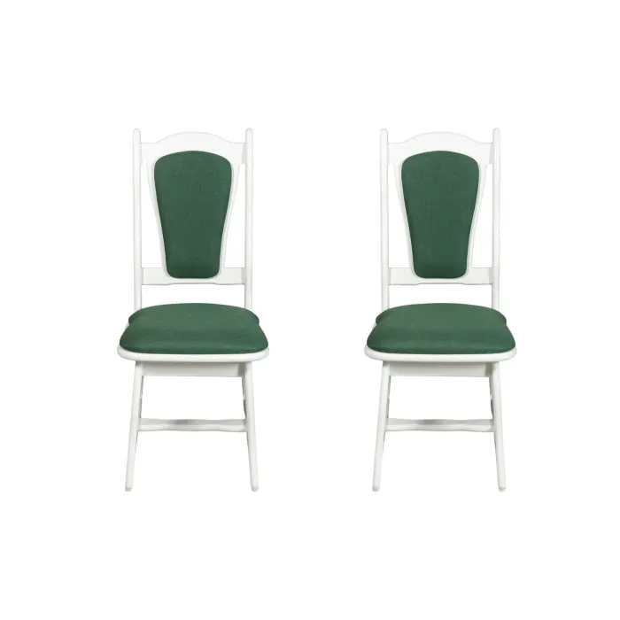 Set 2 scaune IZA, cadru alb + stofa verde, 45x45x95 cm
