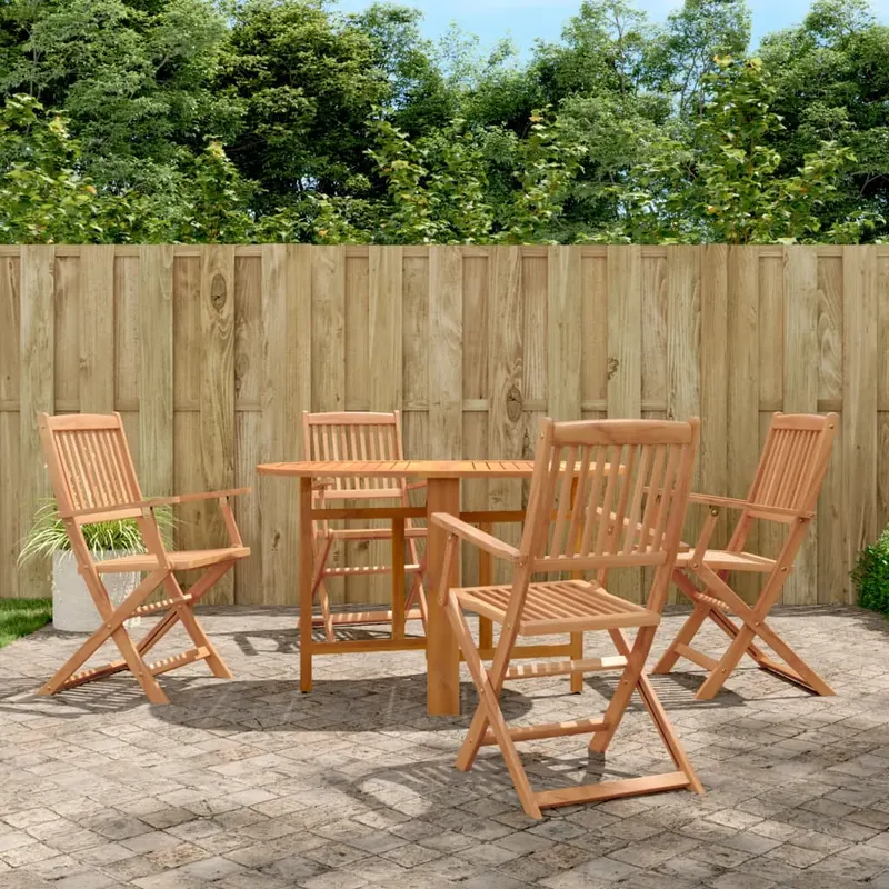 set mobilier de exterior pliabil, 5 piese, lemn masiv de acacia