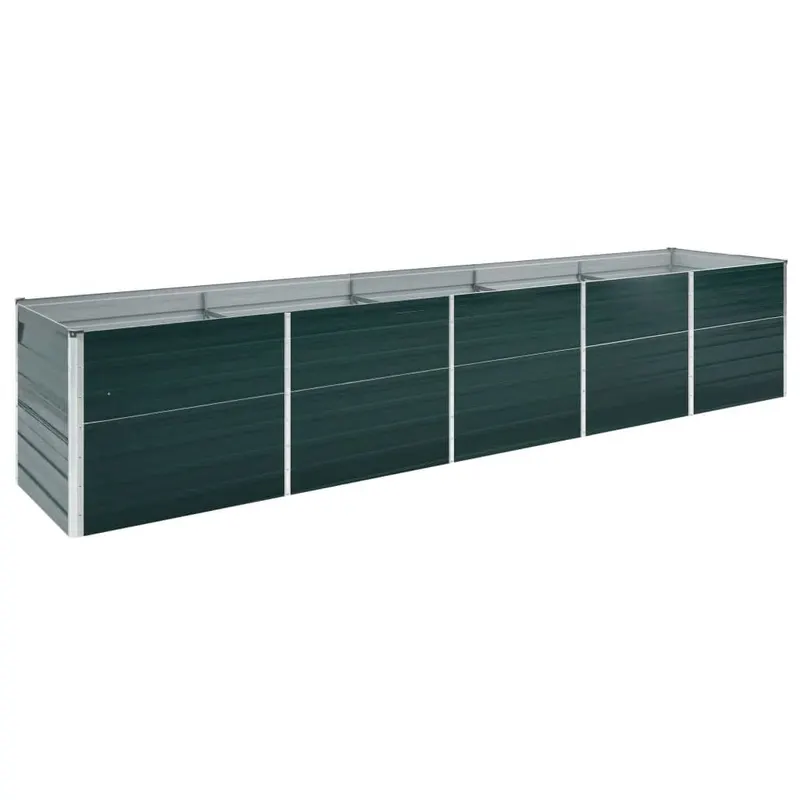 strat inaltat de gradina, verde, 400x80x77 cm, otel galvanizat