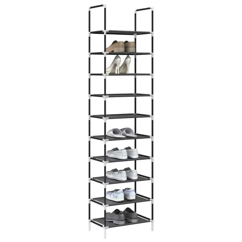 suport pantofi 10 niveluri negru 44x28x180 cm tesatura netesa