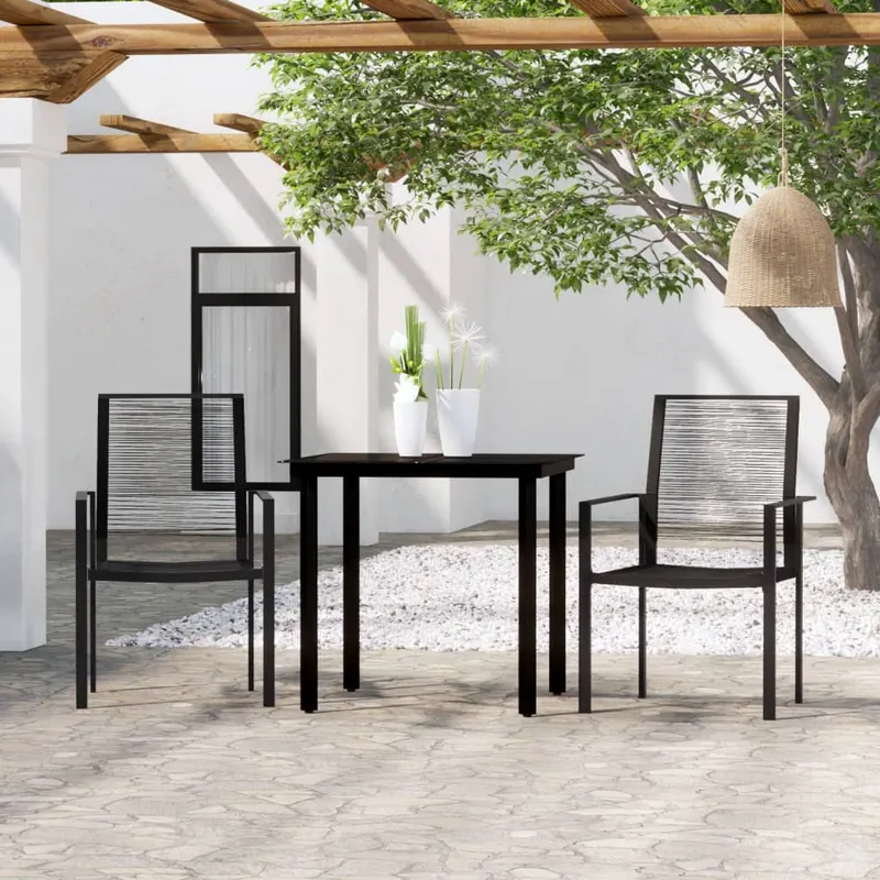 set mobilier de gradina, 3 piese, negru