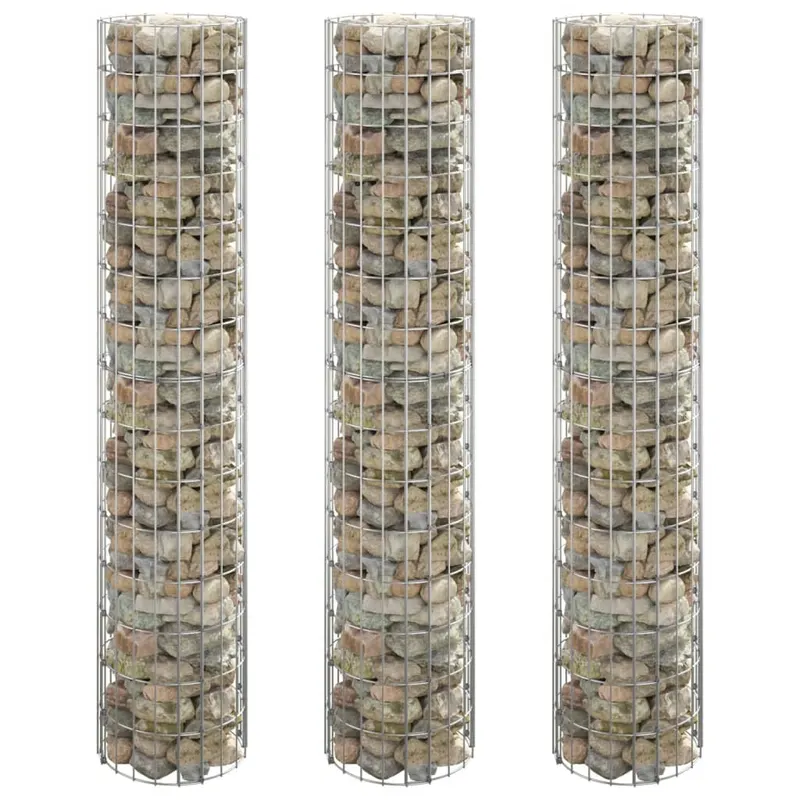 strat inaltat gabion 3 buc. Ø30x150 cm otel galvanizat circular
