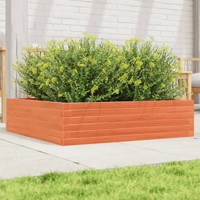 jardiniera de gradina, maro ceruit, 90x90x23 cm, lemn masiv pin