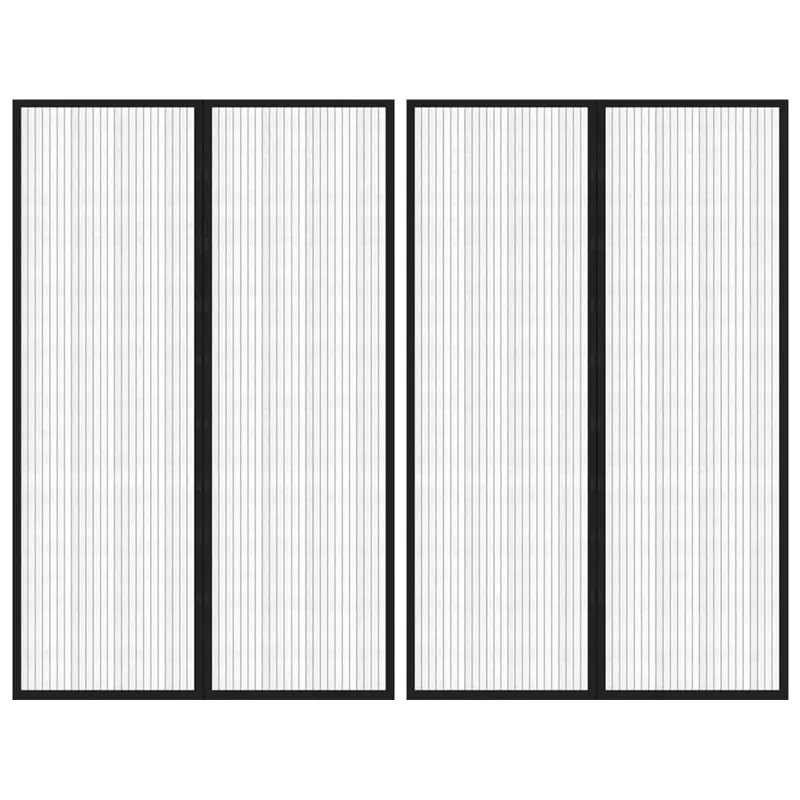 perdea de usa anti-insecte cu magnet, 2 buc., negru, 220x130 cm