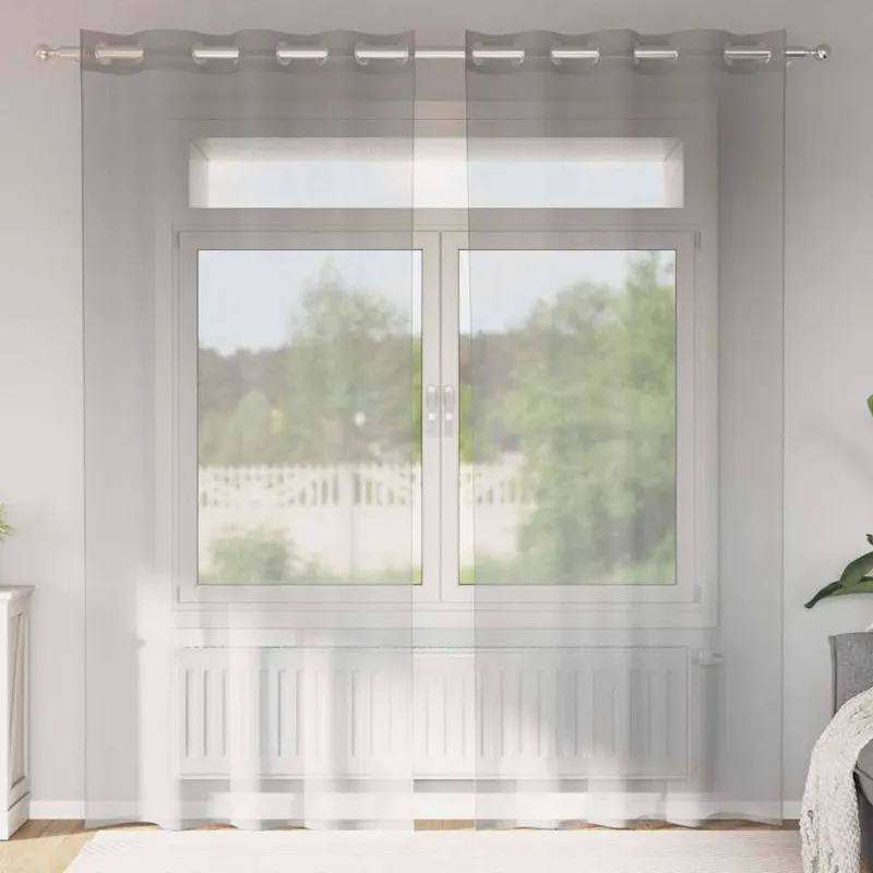 perdele voile cu oelii 2 buc gri deschis 140x245 cm