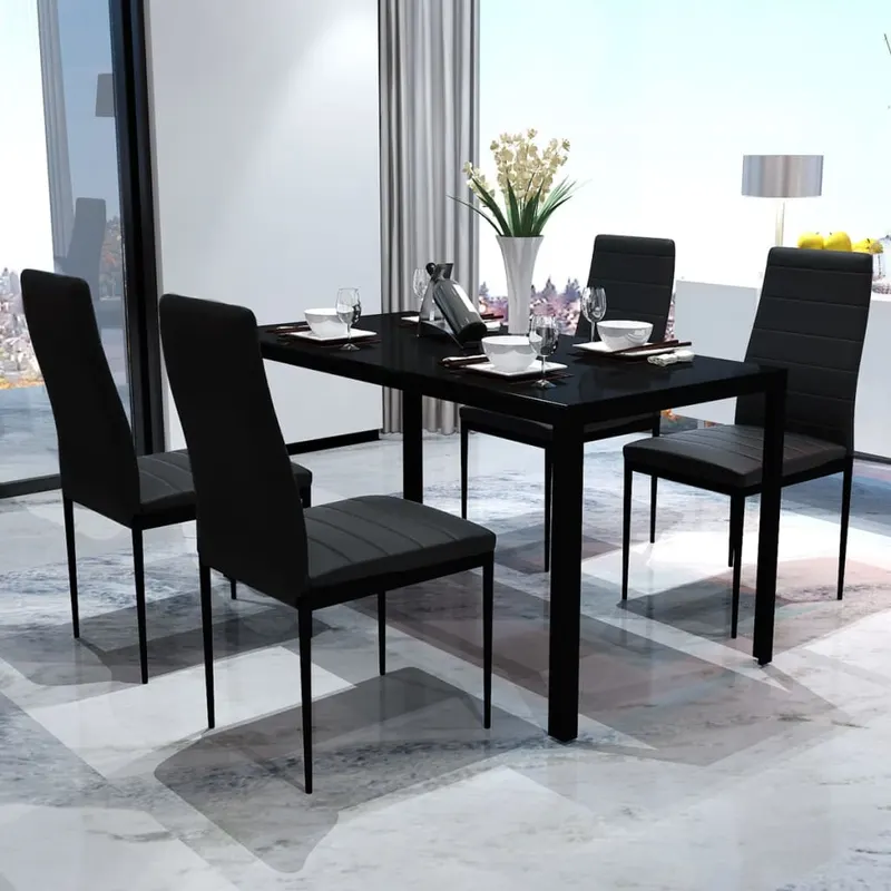 set mobilier de bucatarie, cinci piese, negru