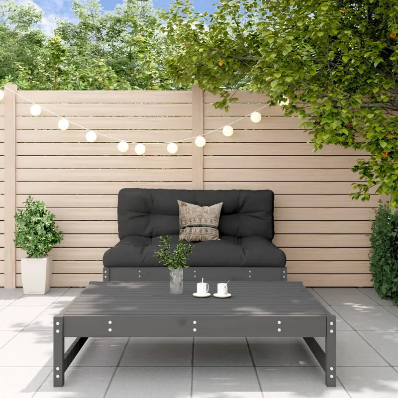 set mobilier relaxare gradina, 2 piese, gri, lemn masiv de pin