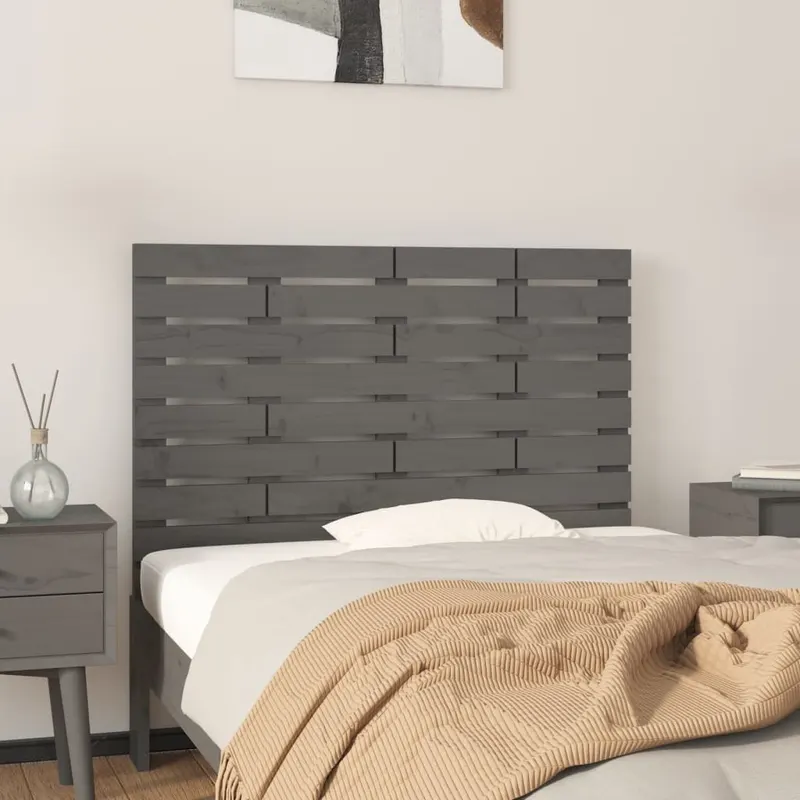 tablie de pat pentru perete, gri, 96x3x63 cm, lemn masiv pin