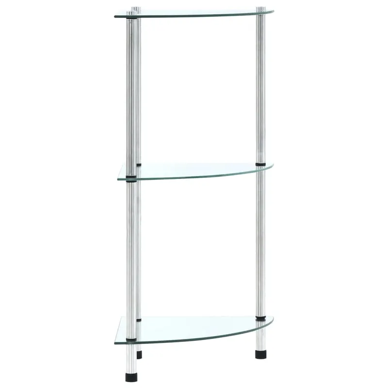 raft cu 3 niveluri, transparent, 30x30x67 cm, sticla securizata