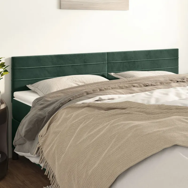 tablii de pat, 2 buc, verde inchis, 80x5x78/88 cm, catifea