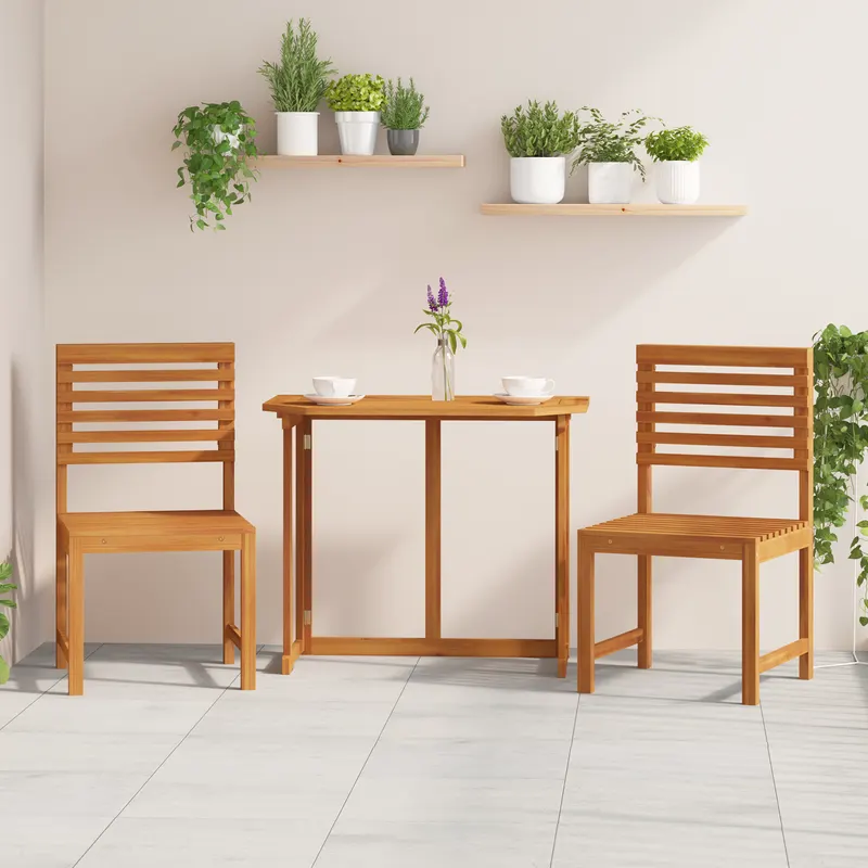 Set de 2 scaune de gradina din lemn masiv de acacia fara brate
