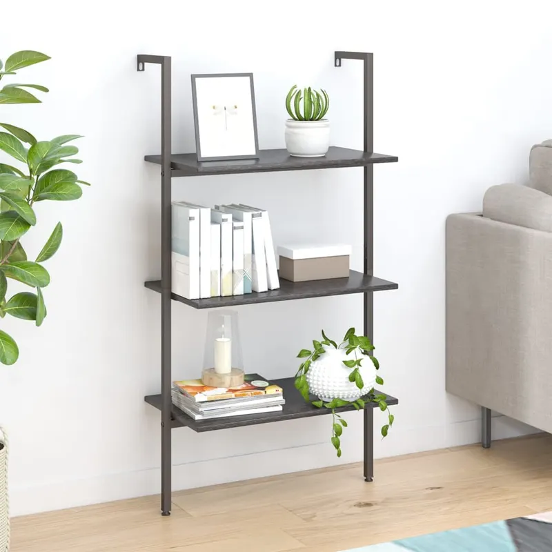 raft inclinat cu 3 niveluri, negru, 64x35x120,5 cm