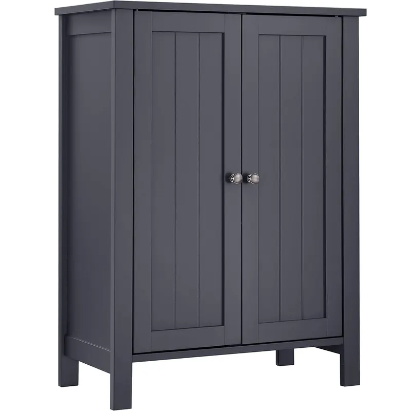 Dulap baie picioare 2 rafturi reglabile mdf compact, 30x60x80 cm, design elegant, gri